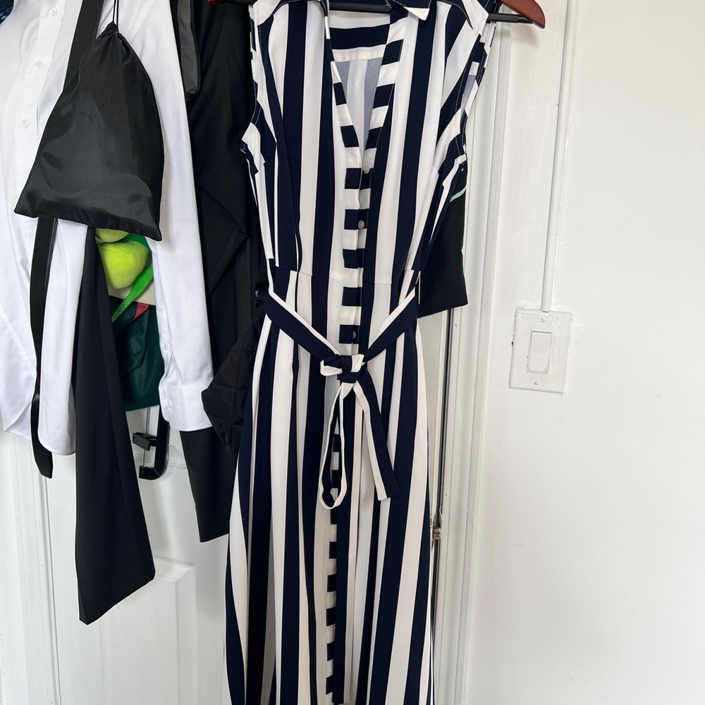 New York & Company Stretch Striped Sleeveless Dress